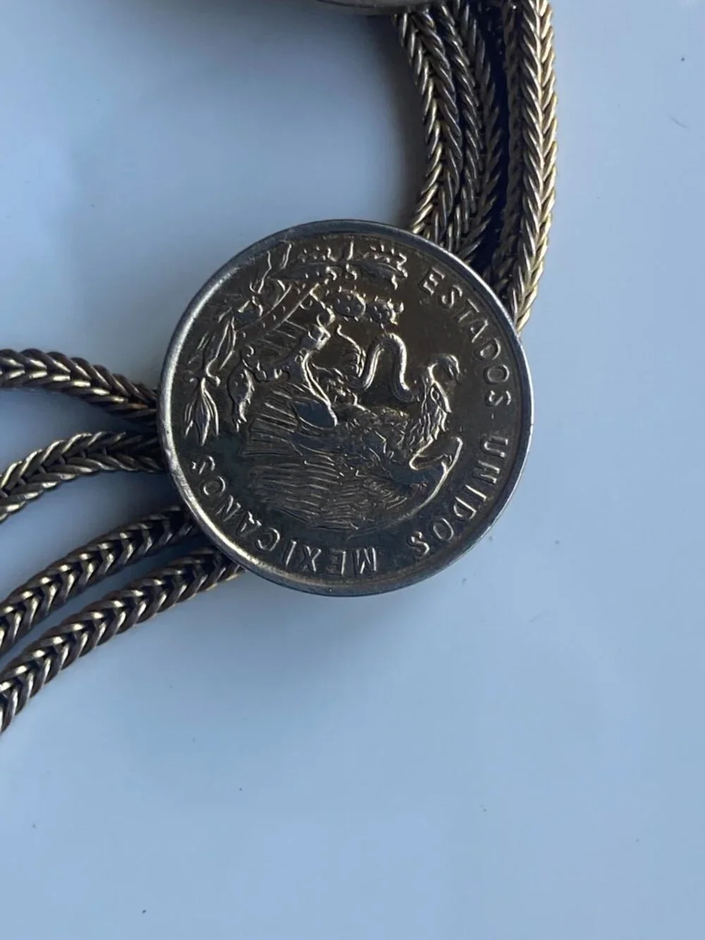 Vintage British & Mexican Coin Bracelet 1956 Queen Elizabeth II 5 Strand 7.5”